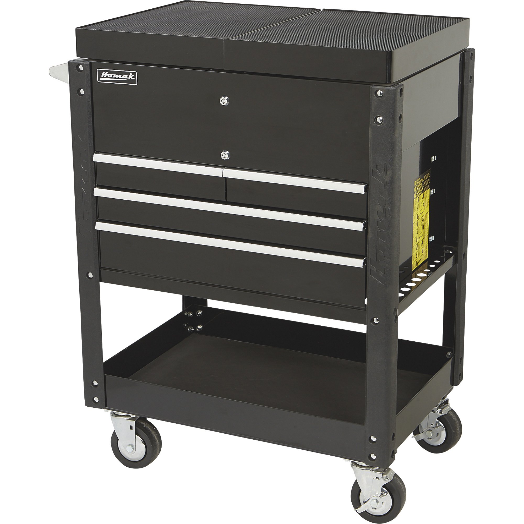 Homak Pro Series 35in. Service Cart with Sliding Top Panels — 330-Lb. Capacity, 29in. x 20 1/8in. x 6 3/4in. Storage